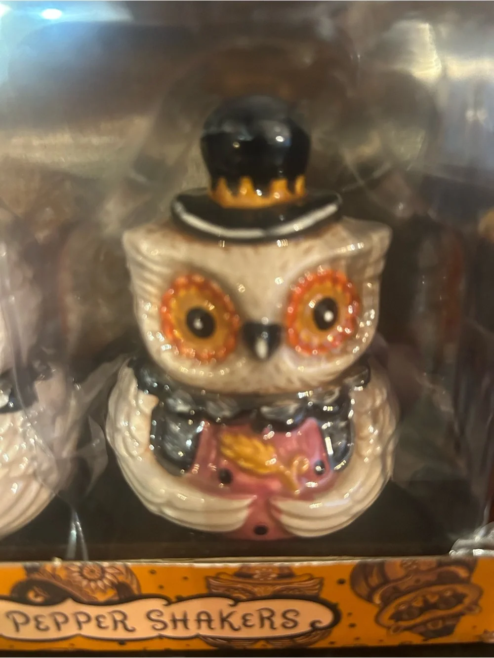 Halloween Owl Salt & Pepper Shakers - Orange and Cream